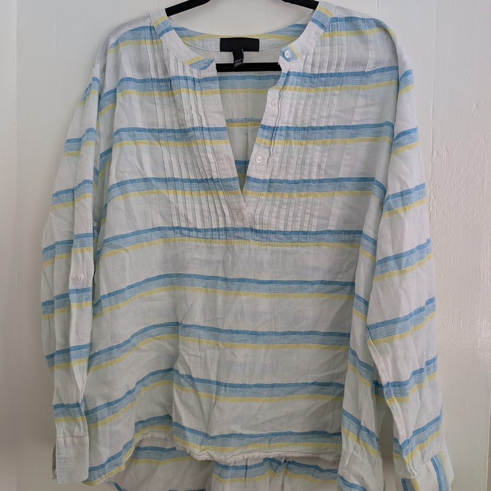 Lane Bryant Blue and Yellow Striped Shirt